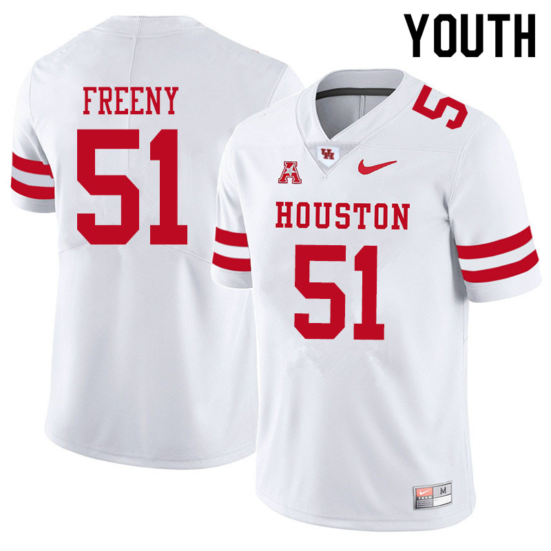 Youth #51 Tariq Freeny Houston Cougars College Football Jerseys Sale-White - Click Image to Close